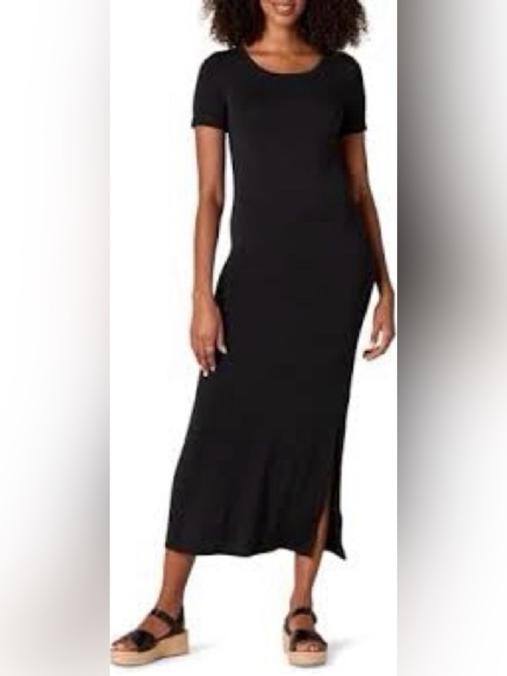 a new day (Target) Ribbed Black Short-Sleeve Midi Dress